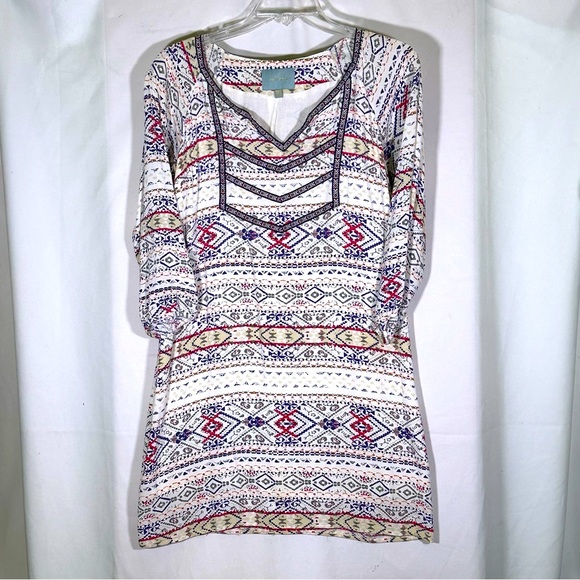 Skies are Blue size Small Women's Mini Dress Ikat Print - Picture 1 of 6